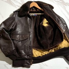 SCHOTT Leather Jacket Blouson Rider's Boa Lining Size 38 Mens Brown From Japan