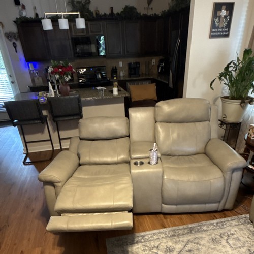 Beige leather seat - leather, 2-seat