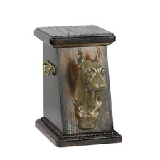 Pinscher nain urne en bois avec un chien Art-Dog