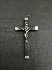 ANCIEN BEAU CROIX CRUCIFIX  XIXème  CROIX BOIS ET ARGENT