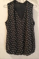 Blouse noire col V voile doublé T38 (2106016)