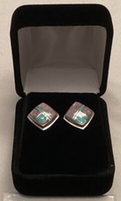 Navajo Cathy Webster Sterling Silver, Bentonite, Turquoise, Opal Inlay Earrings