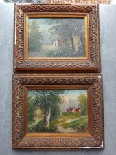 2 Tableaux Peinture À L'huile Sur Carton Signé Moret