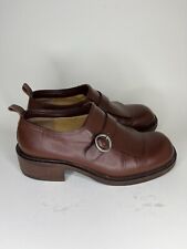 CoSTUME NATIONAL Homme Shoes Slip Ons Brown Leather Men Sz 7 Strap Buckle Italy