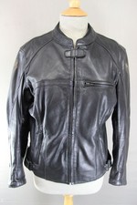 RICHA CLASSIC BLACK LEATHER BIKER JACKET: SIZE 16