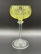 Val Saint Lambert Berncastel Cut To Clear Crystal Wine Hock, Chartreuse Signed