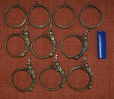 Lot de 10 anciens anneaux de rideaux en bronze plein Ø 57mm