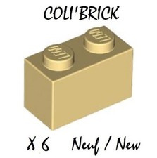 Lego 3004 - 6x Briques / Brick 1x2 - Beige / Tan - 93792 - New Neuf