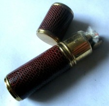Antique Gold Color Brown Lizard Leather Collector Gasoline Handbag Lighter