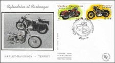 Harley Davidson And Terrot 500 Classic Motorcycles Bikes France FDC Silk 2002