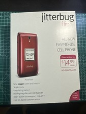 - Red Jitterbug GreatCall Alcatel OneTouch 4043S FLIP CELL PHONE + Extras