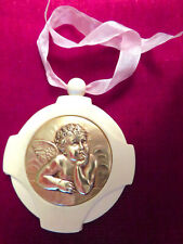 MEDAILLE de BERCEAU ancienne ANGE GARDIEN SONGEUR MEDAILLON BAKÉLITE ART DÉCO