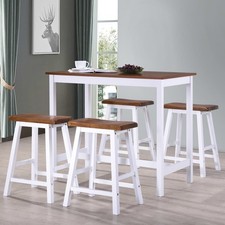 Bois Massif Table et Tabouret de Bar 5 pcs Cuisine Restaurant Salon vidaXL