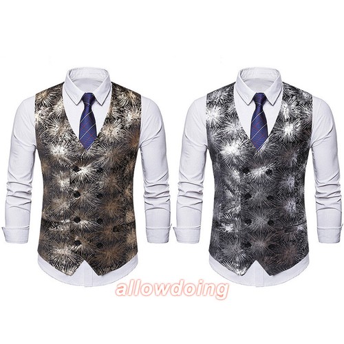 Men foil print waistcoat - foil,