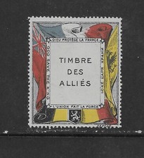 FRANCE TIMBRES DES ALLIES 1914-1918 PATRIOTIC LABELS (CC425) ***** ****