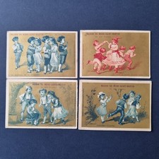 4 gold chrome kiss dances games children 19th century scraps Glanzbild