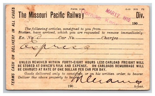 Mopac railroad consigned - mopac,
