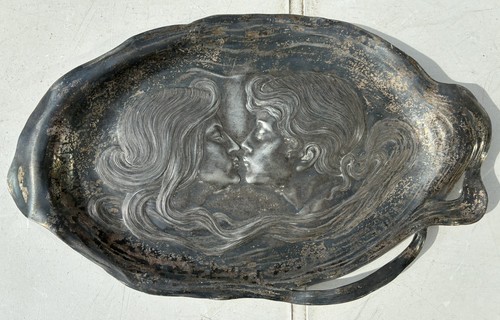 Art nouveau pewter tray - tray, –