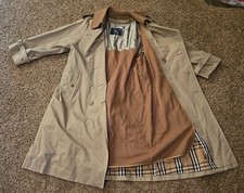 Vintage Burberrys Of London Trench Coat Wool Zip In Lining Belt 36 Short 