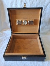 Cigar cellar box branded "Carven Paris" leather and wood made in France