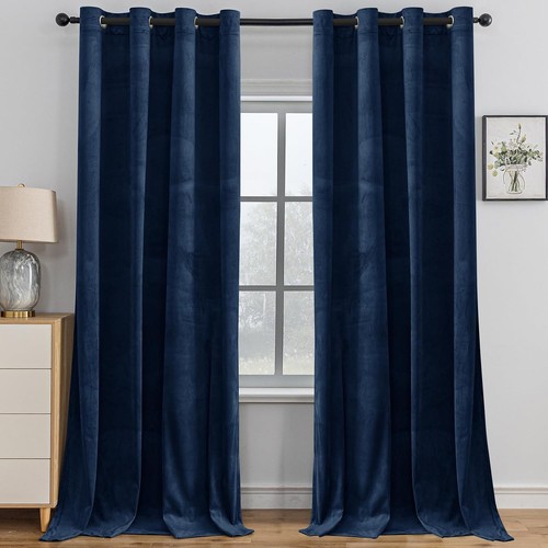 Rideau velours occultant bleu - rideau,