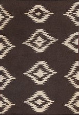 Réversible Kilim Laine Zone Tapis 5x7 Naturel Dye Marron Foncé Tissé à la Main