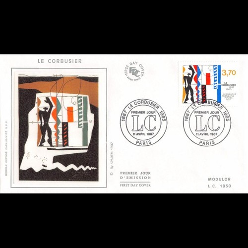 Fdc soie corbusier oblit - fdc,