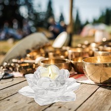 Bougeoir en verre en forme de lotus pour bougie flottante et lampe à thé
