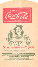 DRINK COCA - COLA  "so refreshing with food"-1930/40s "NO-DRIP BOTTLE PROTECTOR
