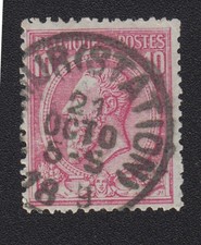 TIMBRE Belgique 1884-86 Leopold II 10c rose oblitéré n°71 catalogue Maury
