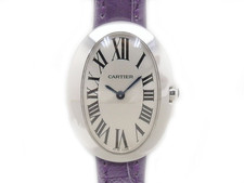 Cartier Baignoire SM Wristwatch W8000003 K18WG White Gold Leather Belt Quartz