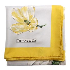 Écharpe carrée Tiffany & Co. SOIE 100 % motif fleurs jaunes #1 à monter