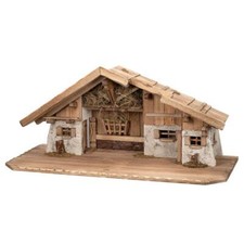 XXL 89 CM Crèche de Noël Crèche Avec Ornement en Bois Et Gips Sans Figurines