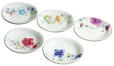 Lot de 5 petites assiettes japonaises Mino Ware « fleur de cerisier » coffret...
