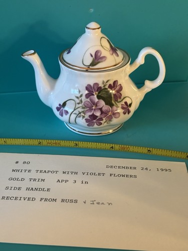 Vintage miniature teapot white - teapot,