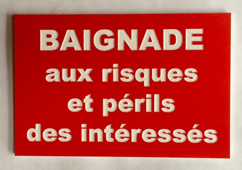 Plaque panneau baignade aux - "baignade,
