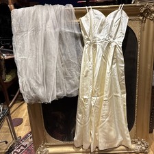 antique silk or satin evening dress with tulle underside
