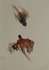 LES OISEAUX DANS LE CIEL dessin original peinture aquarelle Frédéric BELAUBRE