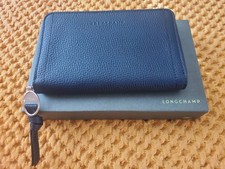 NEW LONGCHAMP BLACK LEATHER WALLET IN BOX