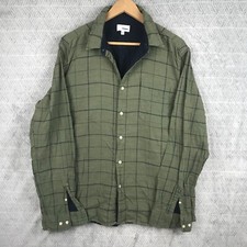 Sonoma Chemise Homme XL Vert Olive Carreaux Flanelle Manches Longues Boutonnée