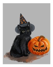 Chat et citrouille Halloween