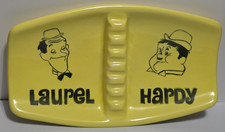 Laurel & Hardy Caricature Ashtray Ken Ocorr Vintage 1971 Yellow Ceramic 11"x6.5"