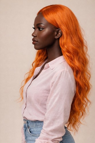 Perruque femme orange - femme, 28"