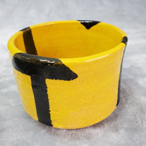 Studio pottery pot yellow - pot, 3.5"