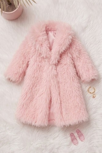 Pink faux fur coat for - coat, 11.5"