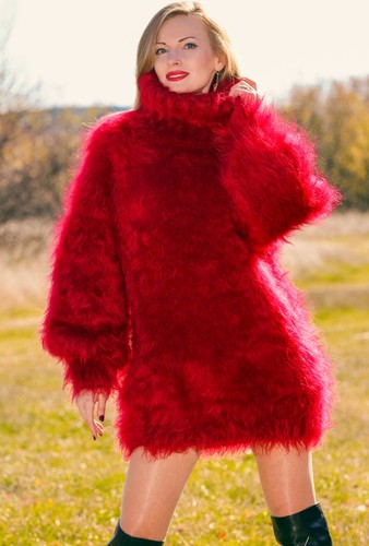 Supertanya red thick mohair - red,