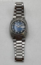 Bulova Accutron Mens Blue Dial Silver Stainless Steel Day/Date Analog Wristwatch
