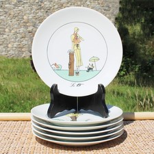 Set of 6 Vintage Dessert Plates / Auteuil Porcelain / Lobjoy Golf Model