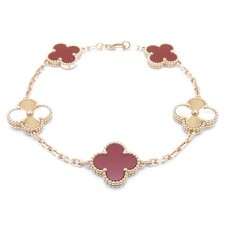 Van Cleef & Arpels Vintage alhambra 18K Bracelet Cornelian Guilloche /294038