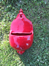 AN 60 Pot mural Bouquetière signé CLOUTIER Robert & Jean - Terre cuite émaillée